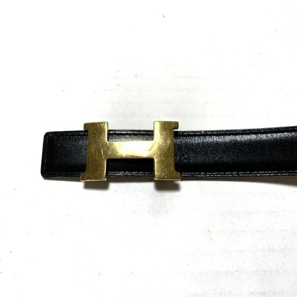 Auth HERMES H Belt - Black Box Calf Square A Belt - Picture 3 of 5